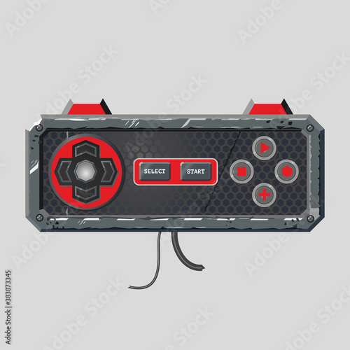 Retro style gamepad. Videogame joystick. Realistic material design controller...