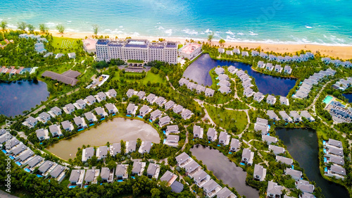 Drone view of beautiful resort in the island of Phu Quoc, Vietnam