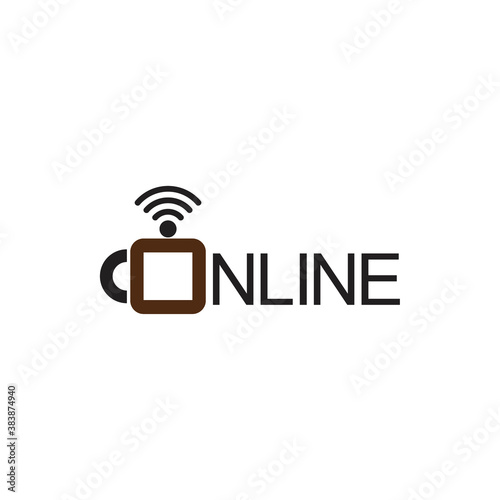 COFFEE text with cup and signal logo design vector