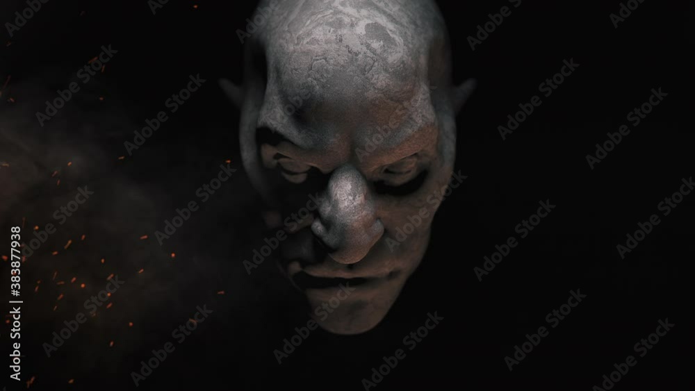 Animation of the appearance of a monster face from the darkness. Horror scene or Halloween decoration. Animation of the appearance of a monster face from the darkness. Horror scene or Halloween decoration.