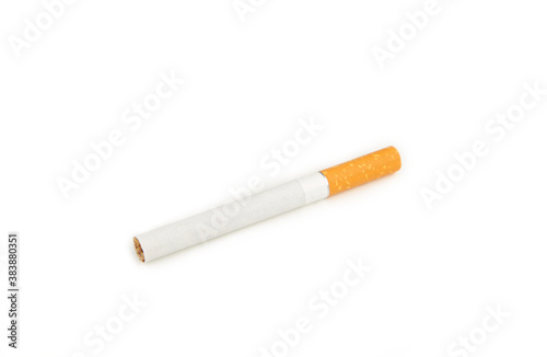 Cigarette isolated on white background. Top view.