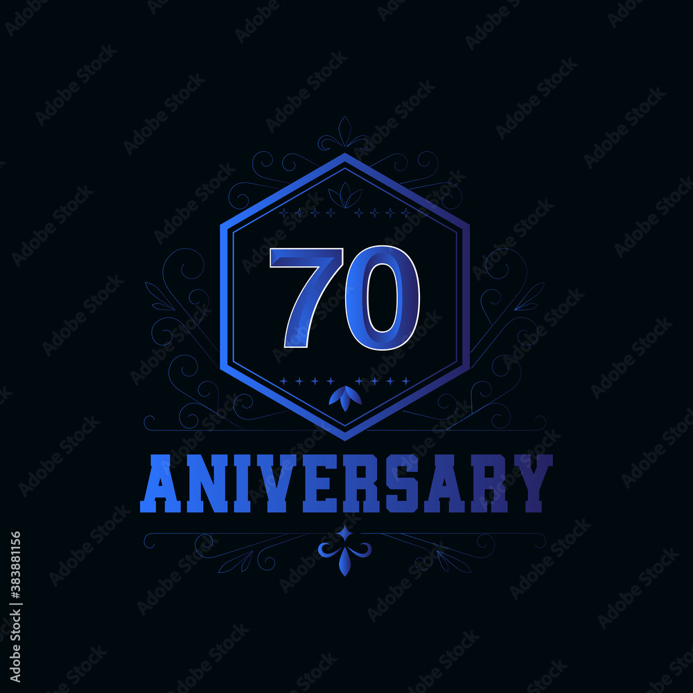 70 Years Anniversary Celebration Blue Vector Template Design Illustration
