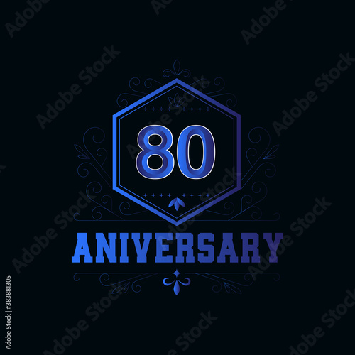 80 Years Anniversary Celebration Blue Vector Template Design Illustration