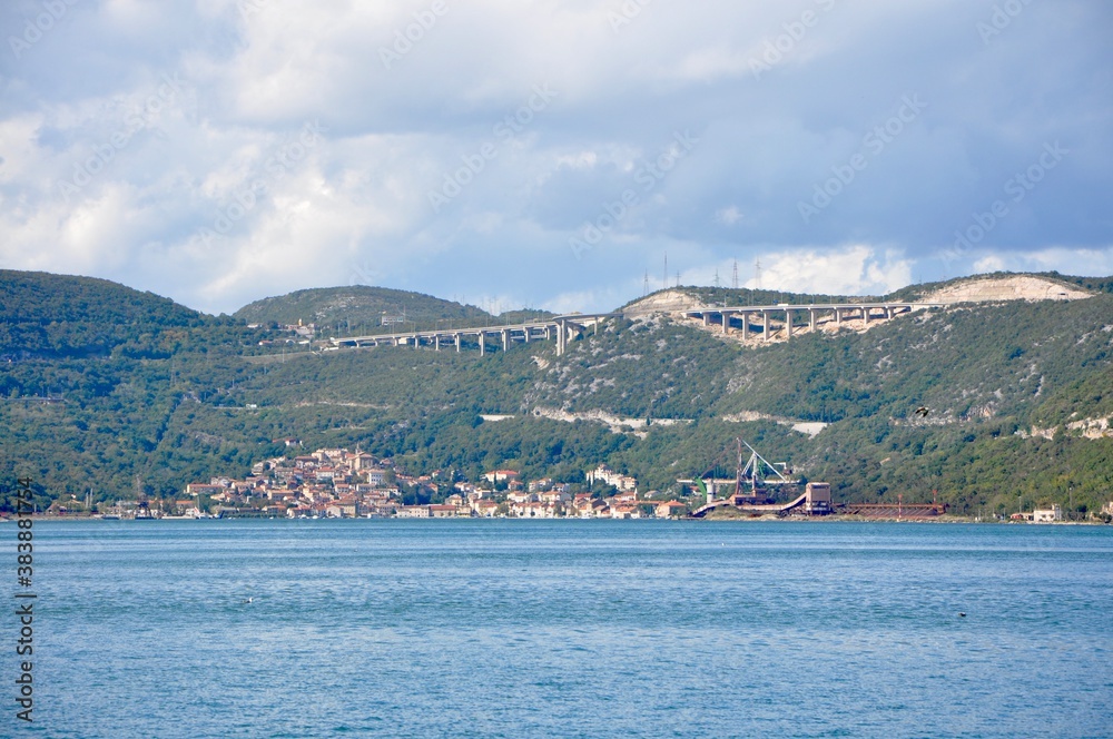 Bakar - seaside touristic town near Rijeka in Croatia. Panoramic view of Bakar city in Croatia.