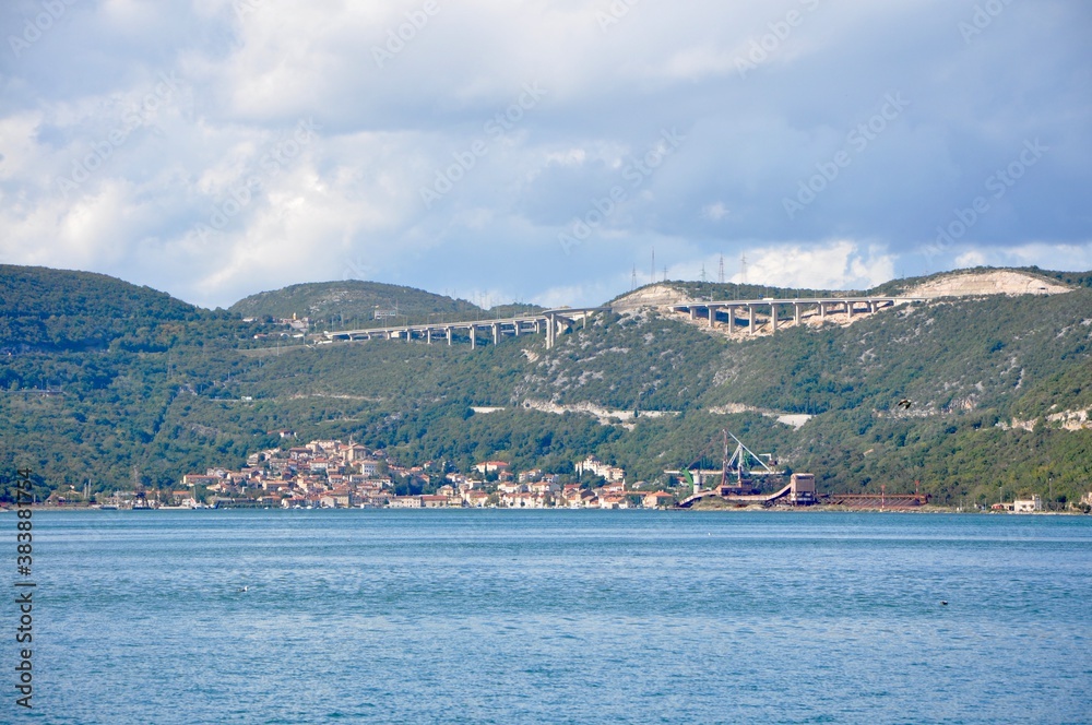 Fototapeta premium Bakar - seaside touristic town near Rijeka in Croatia. Panoramic view of Bakar city in Croatia.