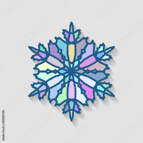 Snowflake is a mosaic icon made up of fragments of elements that have randomized color shades. Vector combination for abstract images.