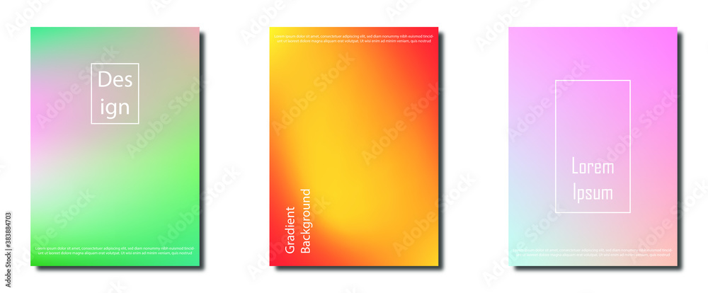 Blurred backgrounds set with modern abstract blurred color gradients. Templates collection for brochures, posters, banners, flyers and cards. Vector illustration.