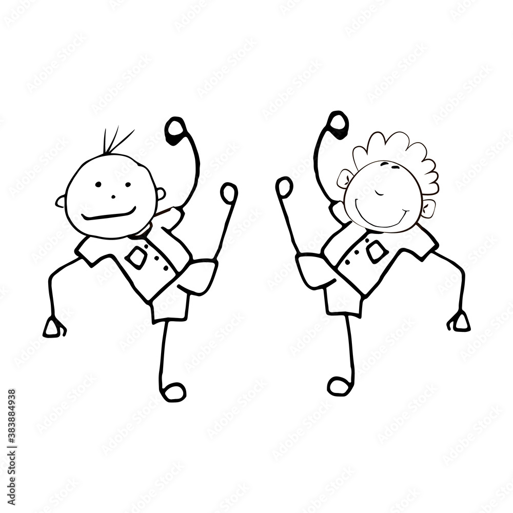 Doodle set of various people faces fitness yoga dance Doodle set of various people faces fitness yoga dance