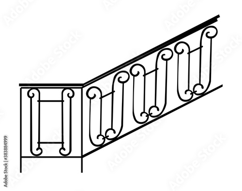SKETCH of forged metal elements with antique ornaments. Artistic forging belongs to the category of handwork. curl on a white background. fence, stair railings forged