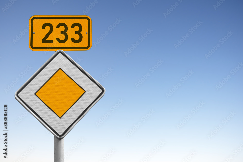 Bundesstraße 233, B 233, Verkehrsschild Bundesstraße 233, B 233, Verkehrsschild