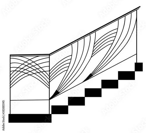 SKETCH of forged metal elements with antique ornaments. Artistic forging belongs to the category of handwork. curl on a white background. fence, stair railings forged