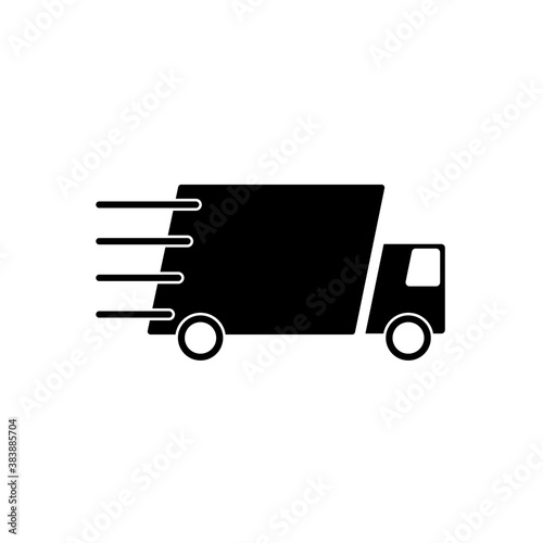 Delivery truck icon vector symbol, fast shipping cargo van, flat style