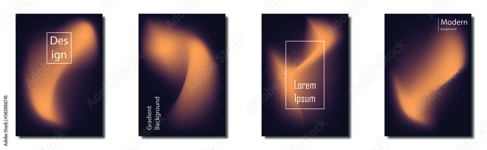 Fototapeta premium Blurred backgrounds set with modern abstract blurred color gradients. Templates collection for brochures, posters, banners, flyers and cards. Vector illustration.