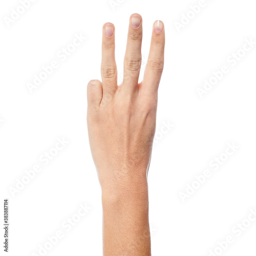 Woman hand showing three count photo