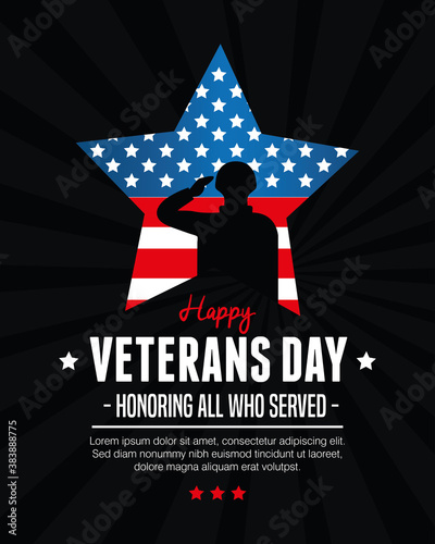 star and soldier of american veterans day vector illustration design