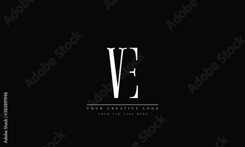 VE, EV, V, E Letter Logo Design with Creative Modern Trendy Typography
