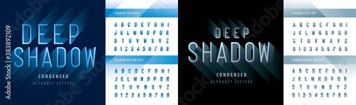 Vector of Modern Deep Shadow Condensed Alphabet Letters and numbers