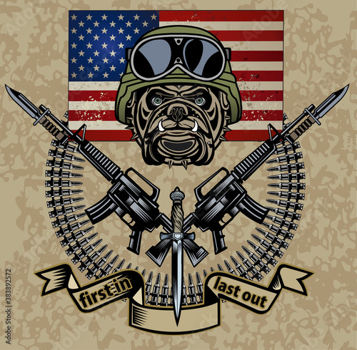 military Bulldog and crossing rifles