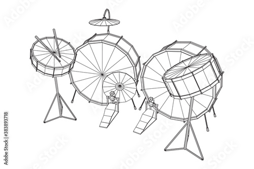 Musical instruments set. Rock band drum kit. Percussion musical instrument