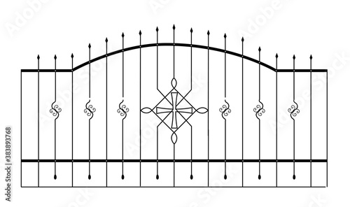 SKETCH of forged metal elements with antique ornaments. Artistic forging belongs to the category of handwork. curl on a white background. fence, forged fencing