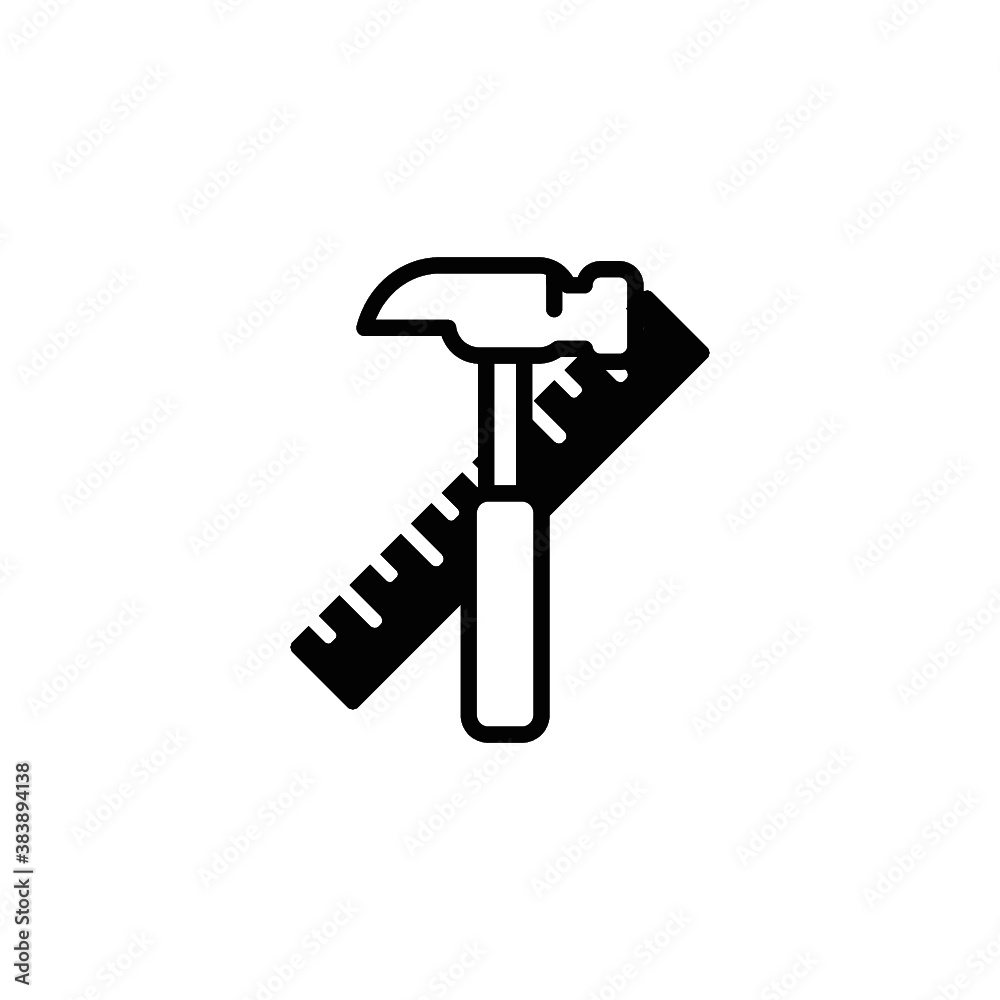 HAMMER RULER LOGO DESIGN ICON VECTOR OF BLACK COLOUR IN THE WHITE BACKGROUND HAMMER RULER LOGO DESIGN ICON VECTOR OF BLACK COLOUR IN THE WHITE BACKGROUND