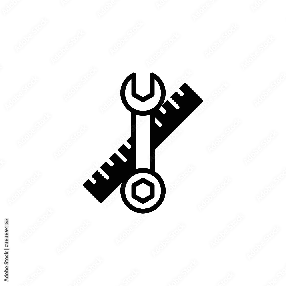 wrench RULER LOGO DESIGN ICON VECTOR OF BLACK COLOUR IN THE WHITE BACKGROUND wrench RULER LOGO DESIGN ICON VECTOR OF BLACK COLOUR IN THE WHITE BACKGROUND