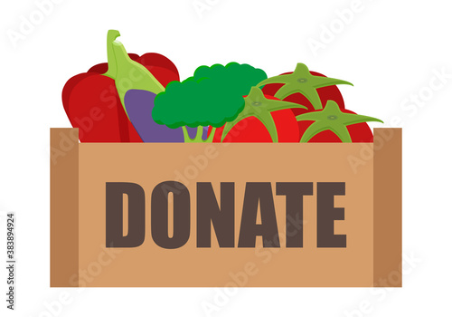 Caja de verduras para donar.
