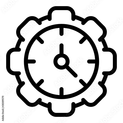 Gear wheel stopwatch icon. Outline gear wheel stopwatch vector icon for web design isolated on white background