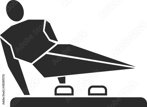 A gymnast performing exercises on a horse. Sportsman isolated on white background. Vector illustration.