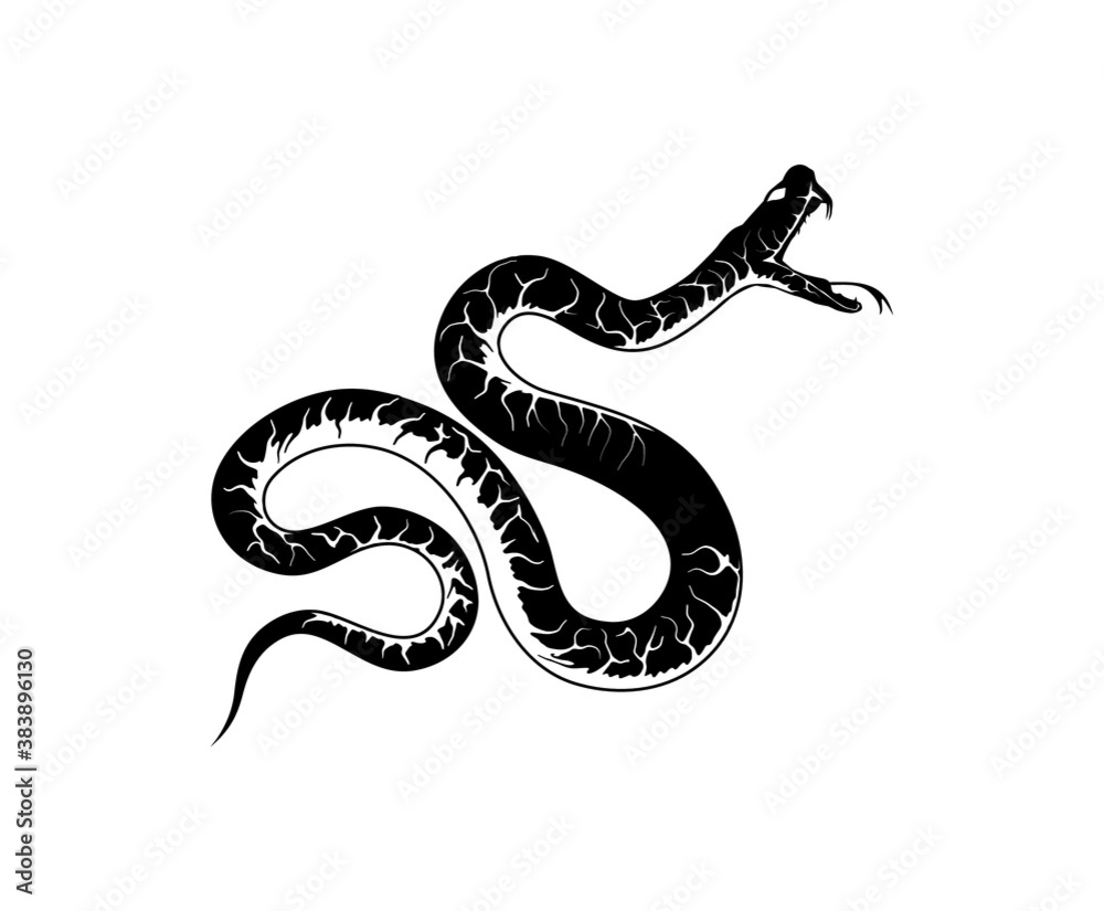 Fototapeta premium black mamba snake vector illustration with hand drawn style
