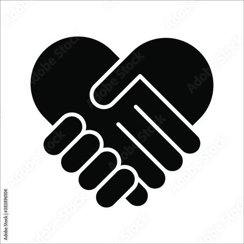 Handshake icon - Two hands together. Heart symbol vector illustration. editable icon