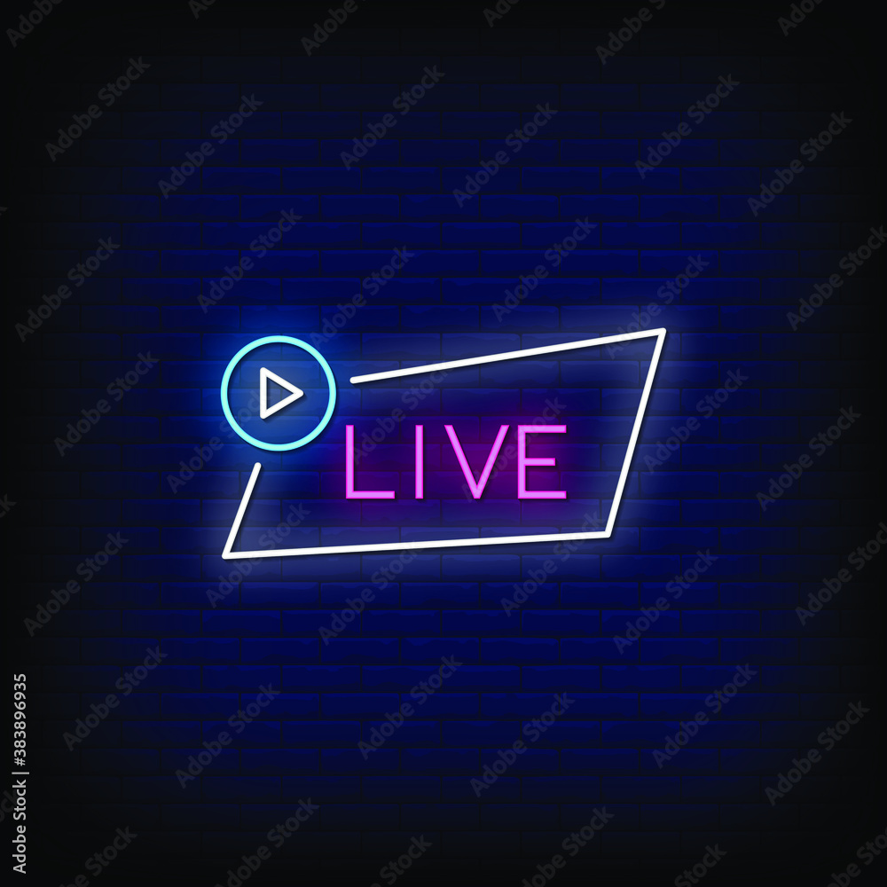 Live Neon Signs Style Text Vector