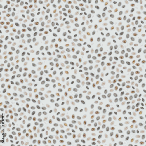 chia pudding seamless pattern. realistic vector illustration of chia seeds. omega-rich organic healthy superfood for breakfast. background packaging.