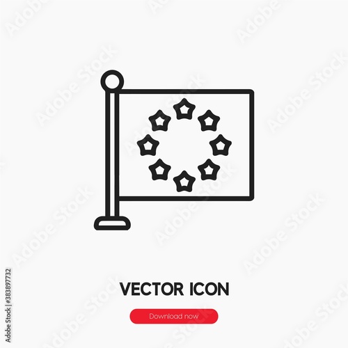 european union icon vector. Linear style sign for mobile concept and web design. european union flag symbol illustration. Pixel vector graphics - Vector.