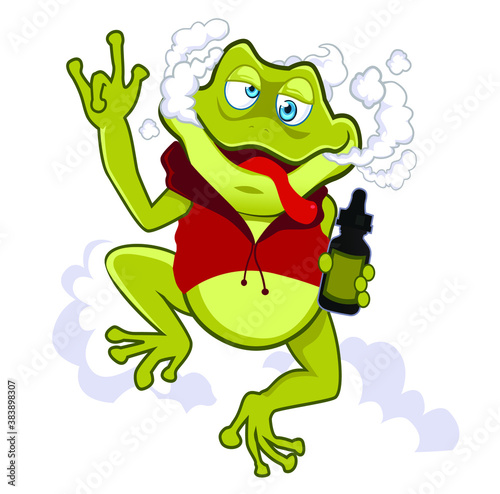 green frog vapor mascot cartoon
