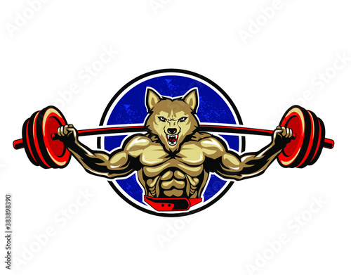gym fitness logo cartoon in vector