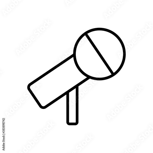 Flat line microphone vector on white background. Mic silhouette. Flat stye design