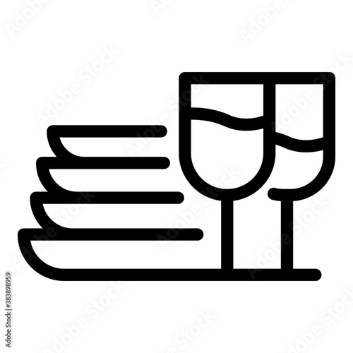 Kitchen home plates icon. Outline kitchen home plates vector icon for web design isolated on white background