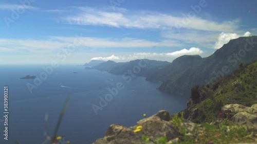 Wallpaper Mural Zoom Out of Paradise - Cliffside Mountain Ridge with Bright Blue Ocean and Sky Torontodigital.ca