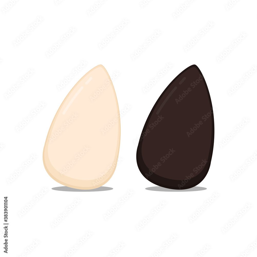 Black and white sesame design. Sesame seed on white background. Black and white sesame design. Sesame seed on white background.