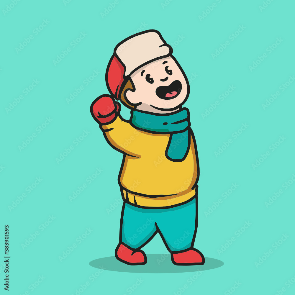 Cute kid with winter cloth happy and smiling Cute kid with winter cloth happy and smiling
