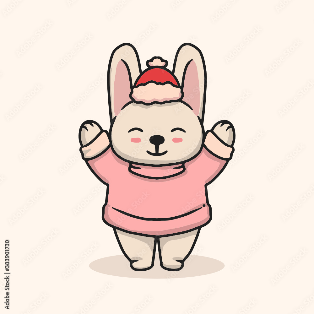 Cute forest animal with winter and Christmas cloth 