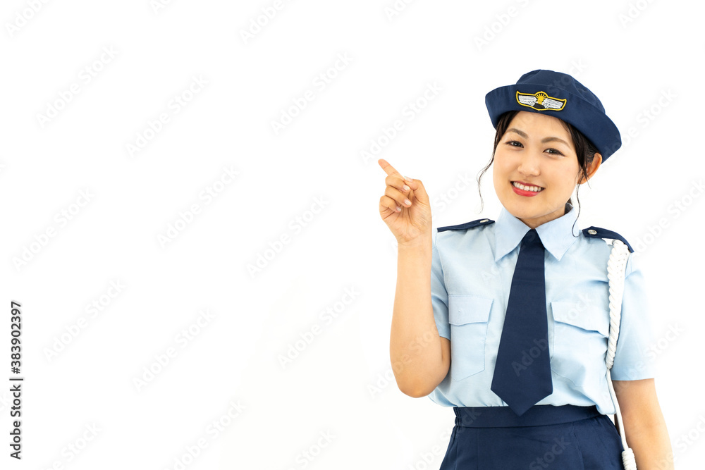 案内する婦人警官 案内する婦人警官