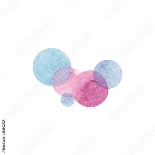 Cute hand drawn watercolor abstract circle shape. Illustration for web design, poster, greeting card, logp. Isolated on white background.