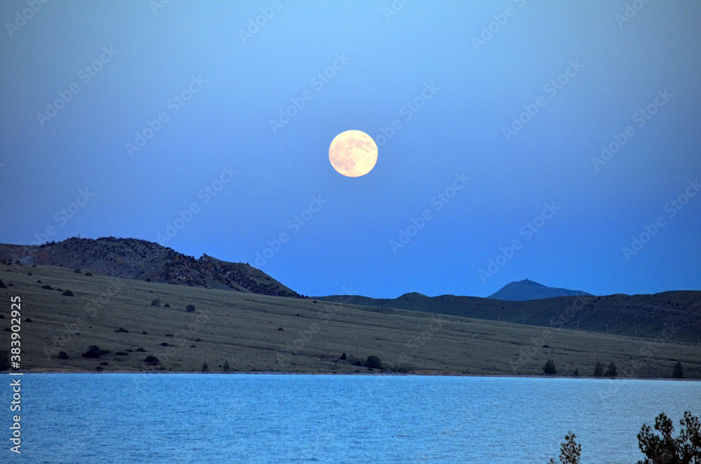 Wyoming - Buffalo Bill Dam Full Moon Rising Wyoming - Buffalo Bill Dam Full Moon Rising