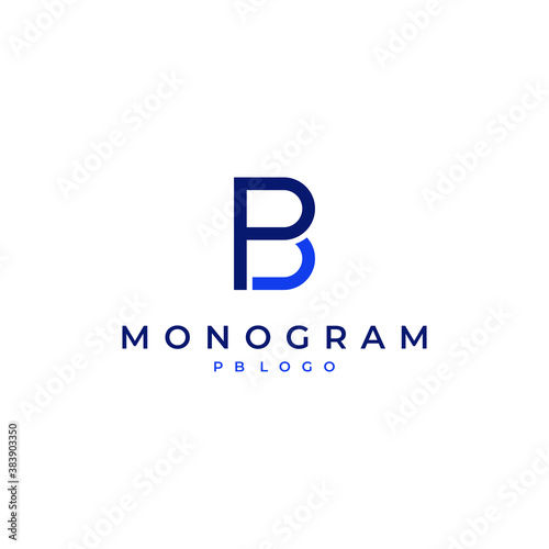 PB logo design modern simple vector with blue color and white background