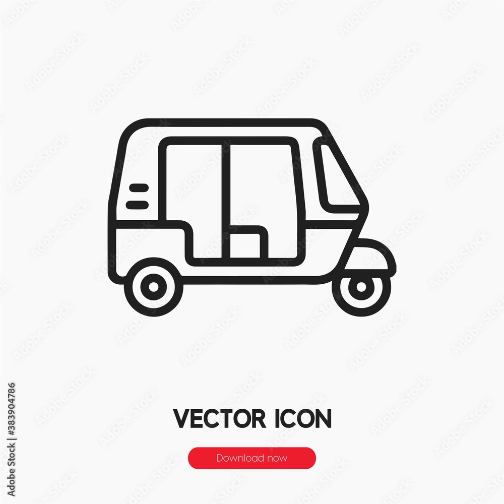 rickshaw icon vector. Linear style sign for mobile concept and web design. rickshaw symbol illustration. Pixel vector graphics - Vector.	