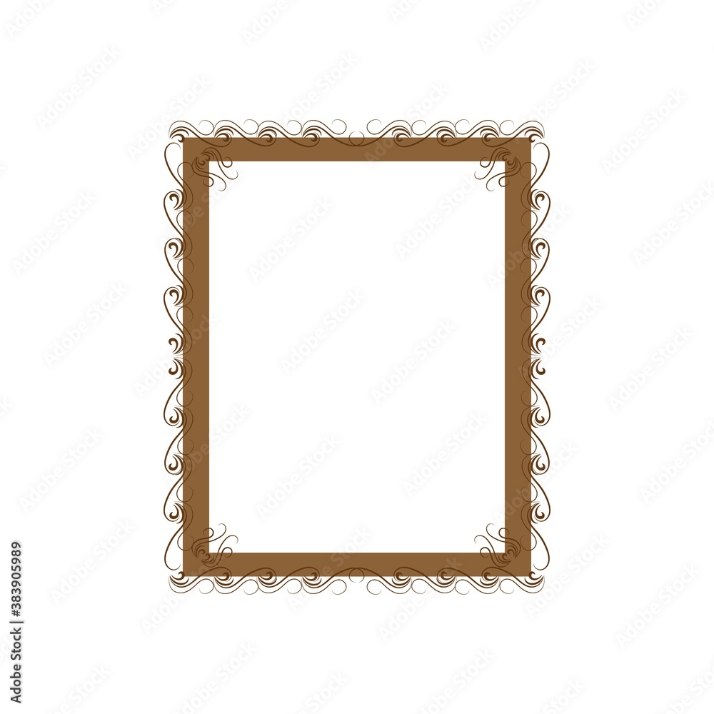 Gold frame with wavy line for photo, blank, prints Gold frame with wavy line for photo, blank, prints