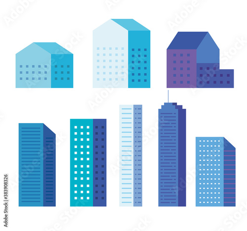 city buildings set vector design