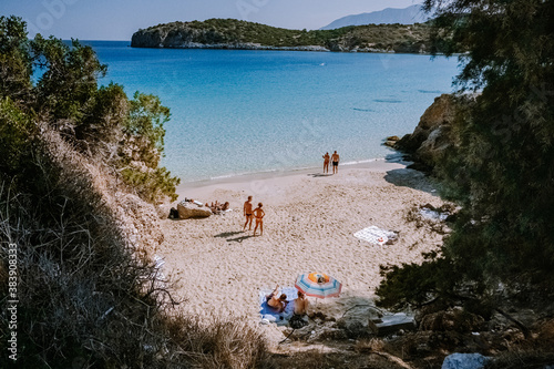 Fototapeta Naklejka Na Ścianę i Meble -  Tropical beach of Voulisma beach, Istron, Crete, Greece ,Most beautiful beaches of Crete island -Istron bay near Agios Nikolaos 